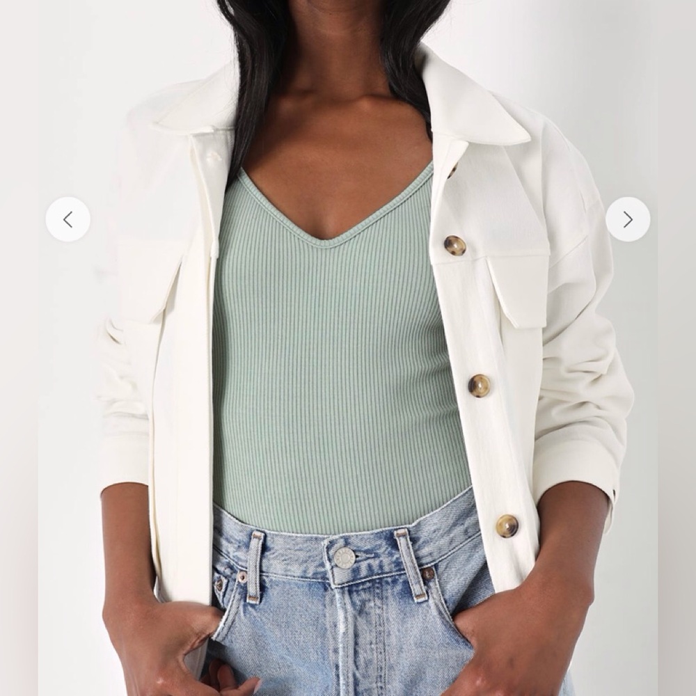 Lulu’s Modern Energy White Pleated Twill Jacket